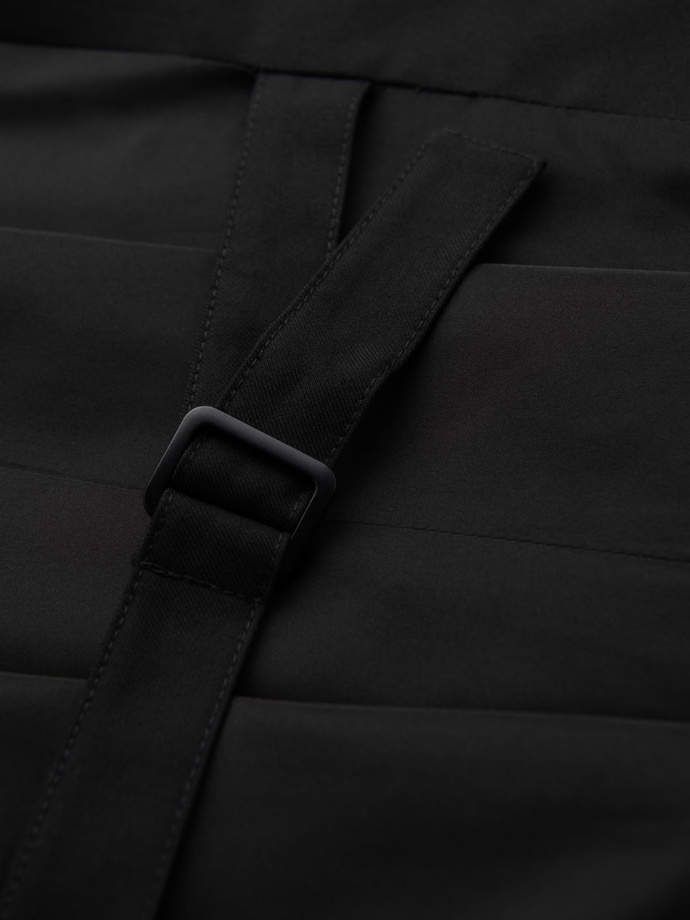 Męska dopasowana kamizelka z rayonem i marmurkowymi guzikami – czarna V4 OM-BLZV-0112