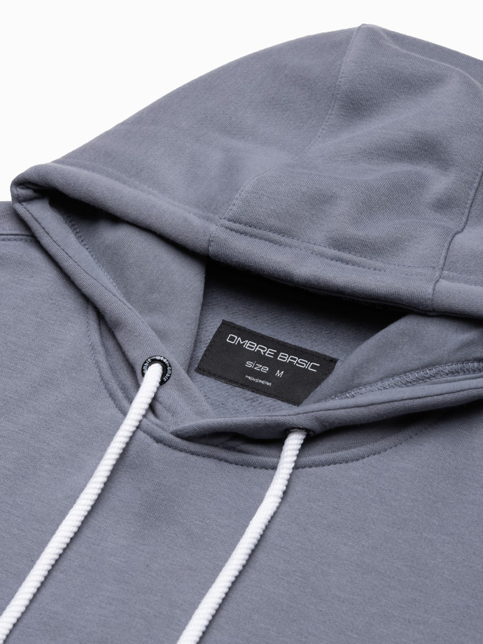 Bluza męska z kapturem BASIC - jeansowa V15 OM-SSBN-0120