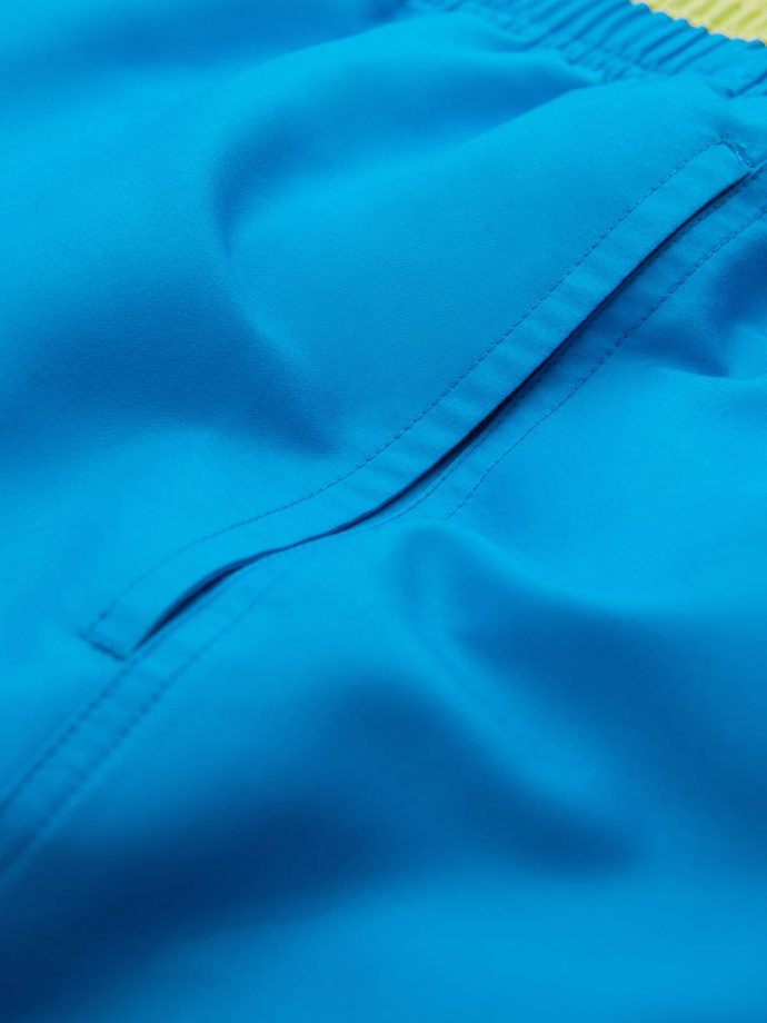 Spodenki męskie kąpielówki z dwukolorowym ściągaczem – niebieskie V6 OM-SRBS-0141