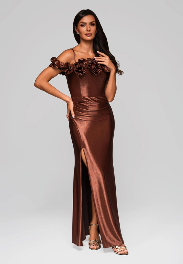 Evening dress LA-OM-DLR213 - brown