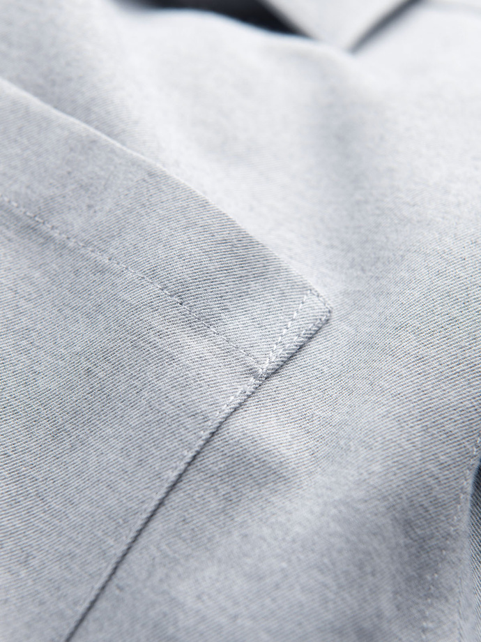 Męska koszula klasyczna regular fit - szary melanż V2 K694