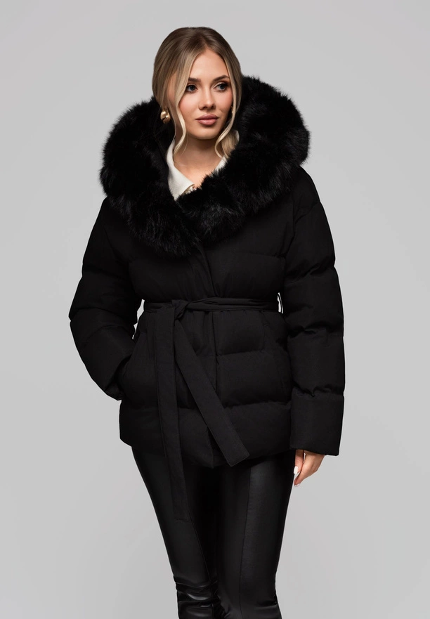 Women's insulated jacket with fur OW-JALP-0103 v2 - black