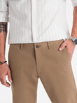 Men's REGULAR FIT chino pants with fine texture - dark beige V2 OM-PACP-0184
