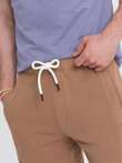 Men's knit shorts with drawstring and pockets - brown V2 OM-SRBS-0139