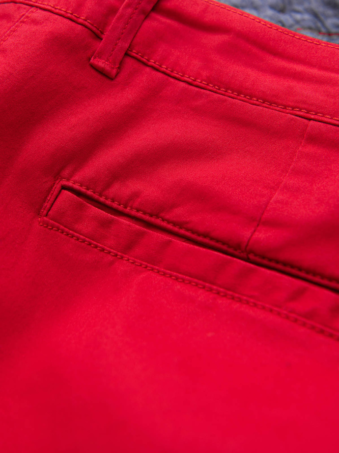 Męskie szorty chinosy z kontrastowym podwinięciem – czerwone V1 W421