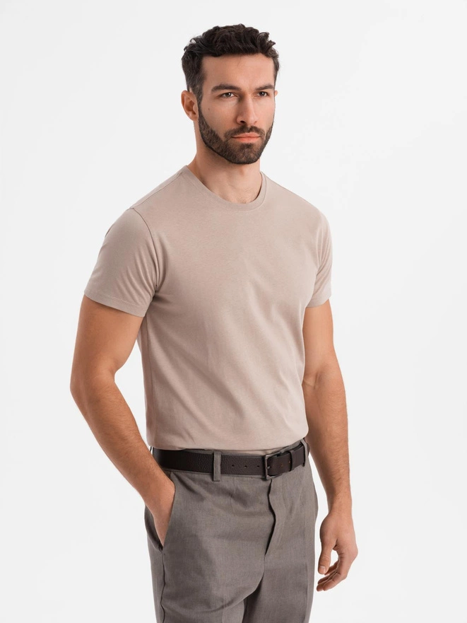 Classic BASIC men's cotton T-shirt - sand V11 OM-TSBS-0236