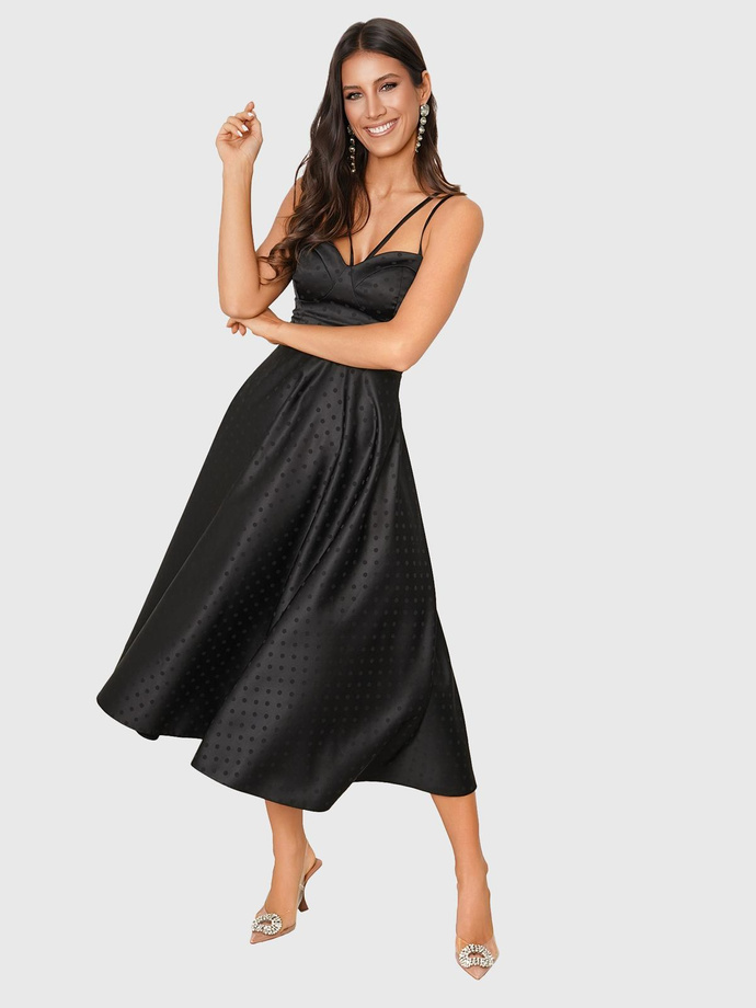 MARILYN polka dot midi dress DLR133- black