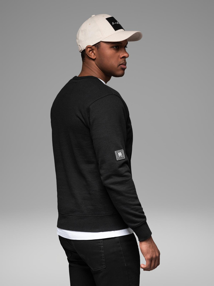 Męska bluza z ozdobnymi zamkami z przodu – czarna V1 OM-SSNZ-0187