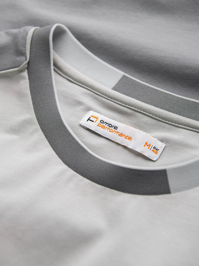 Men's t-shirt with elastane with colored sleeves - gray V4 OM-TSCT-0176