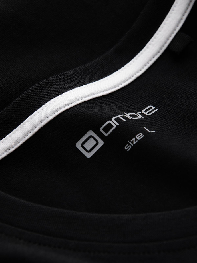 Męski T-shirt V-NECK z elastanem - czarny V3 OM-TSCT-0106