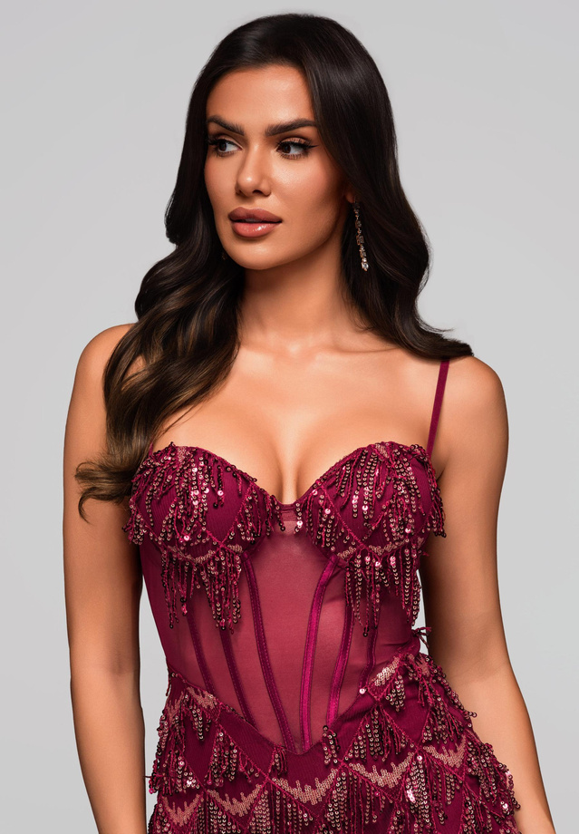 Evening dress LA-OM-DLR204 - burgundy