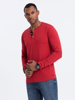 Men's longsleeve with buttons at the neckline - red V7 OM-LSCL-0107