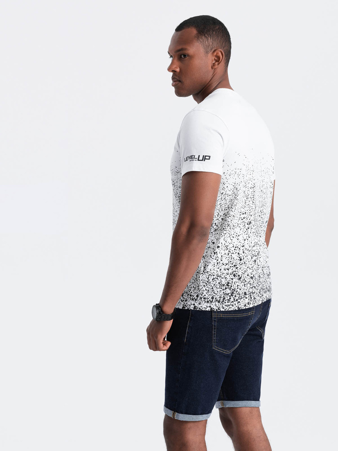 Men's cotton t-shirt with gradient print - white V1 OM-TSPT-22SS-001