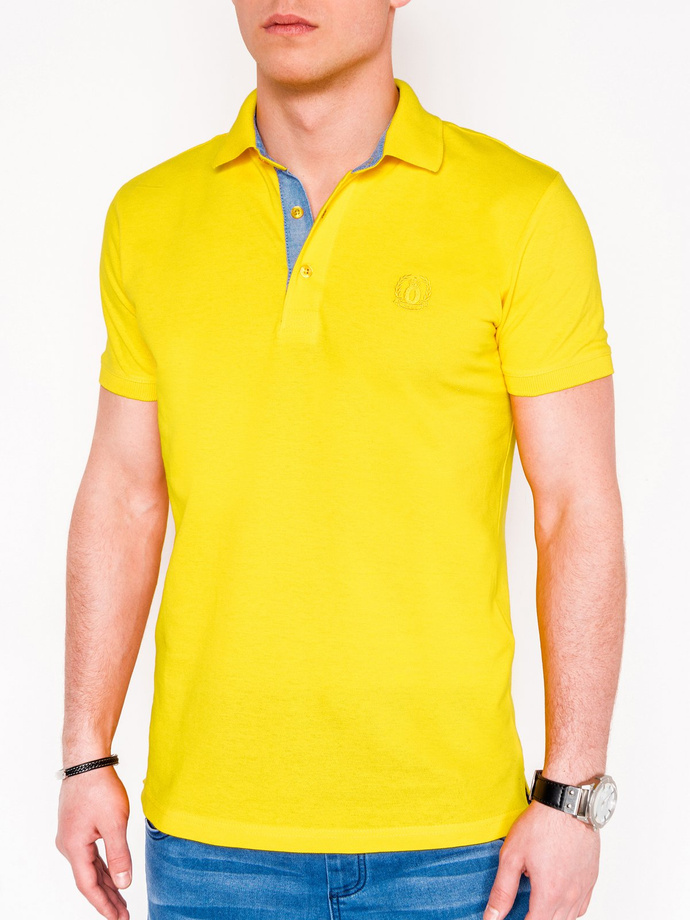 Men's plain polo shirt S837 - light yellow