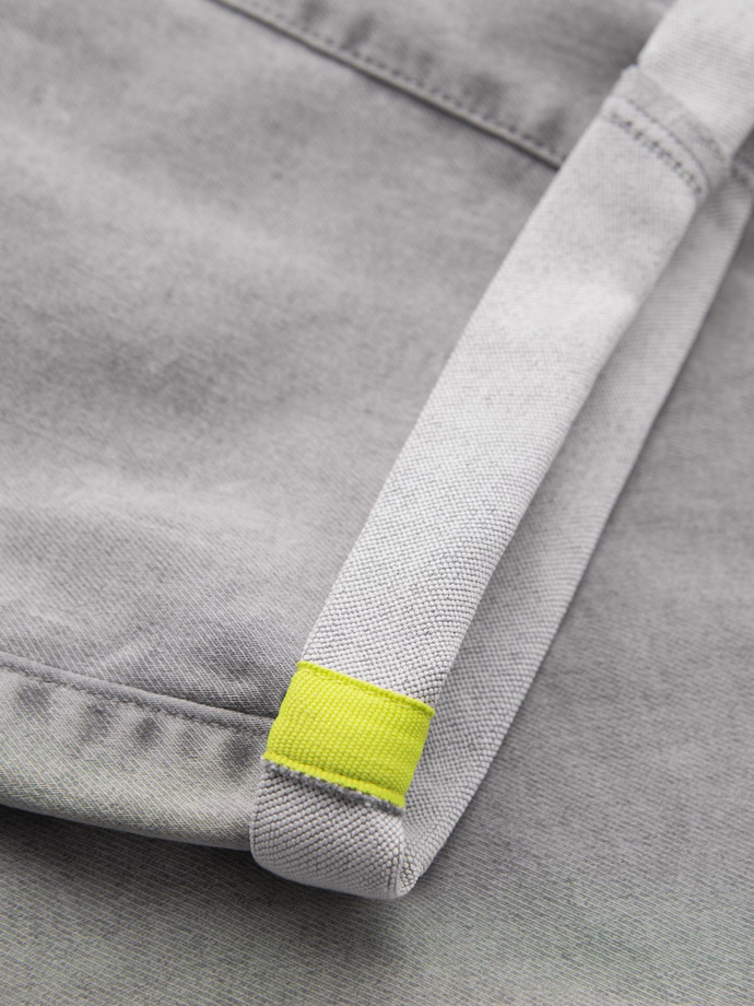 Men's denim short shorts with decorative stitching - light grey V1 OM-SRDS-0135