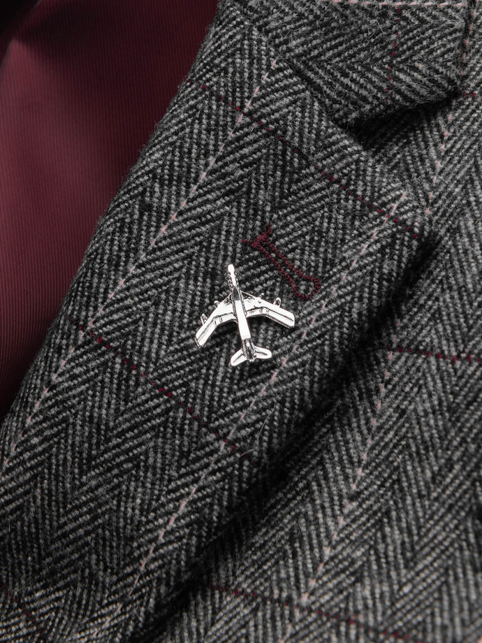 Decorative metal clothes pin airplane - silver V1 OU-ACPN-0106