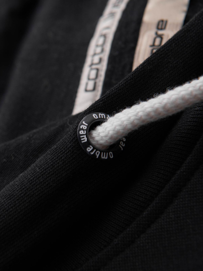 Bluza męska dresowa BASIC kangurka z kapturem - czarna V5 B1674