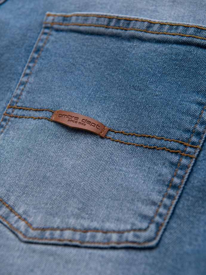 Spodnie męskie jeansowe REGULAR FIT z przetarciami - jasnoniebieskie V1 OM-PADP-0254