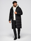 Men's classic long hooded jacket - black V1 OM-JALJ-0269