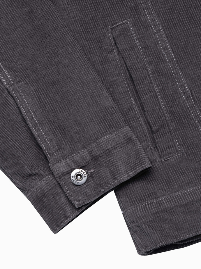 Kurtka męska sztruksowa typu sherpa – grafitowa V7 C524