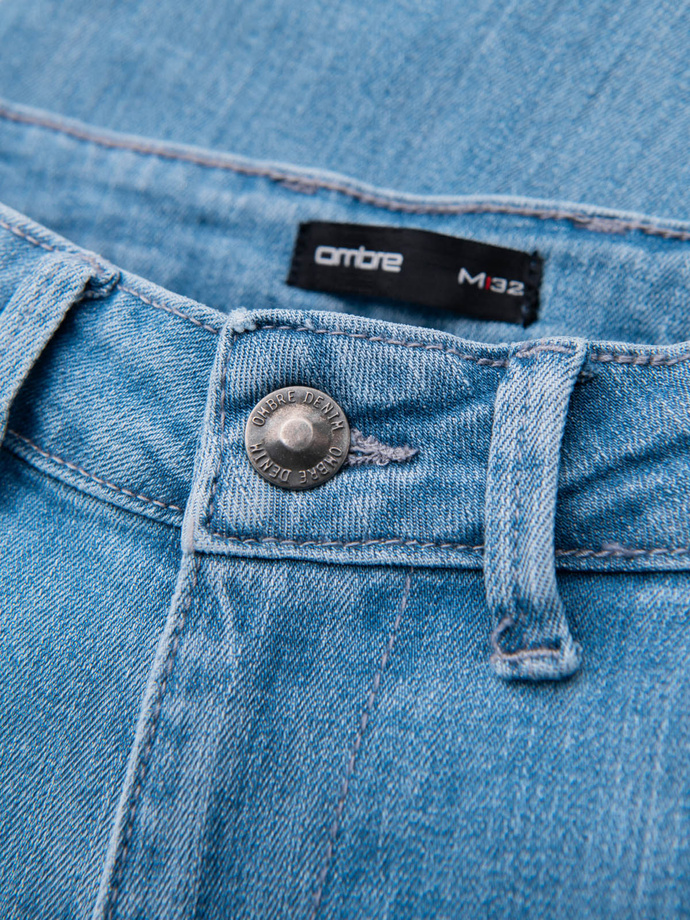 Klasyczne męskie spodnie jeansy SLIM FIT z elastanem – jasnoniebieskie V2 OM-PADP-0216