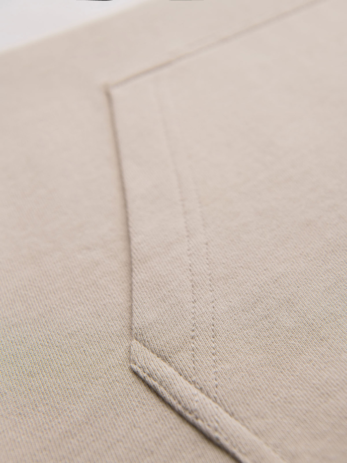 Men's cotton hoodie with contrasting elements - beige V2 OM-SSNZ-0225