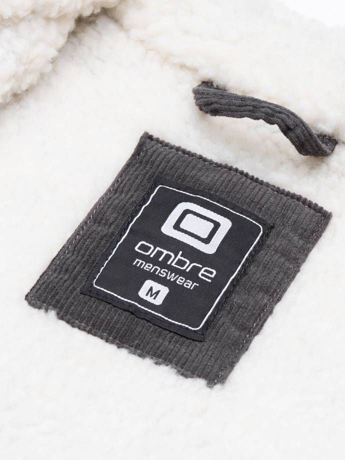 Kurtka męska sztruksowa typu sherpa – grafitowa V7 C524