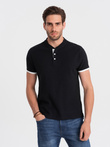 Men's collarless polo shirt - black V8 OM-TSCT-0156