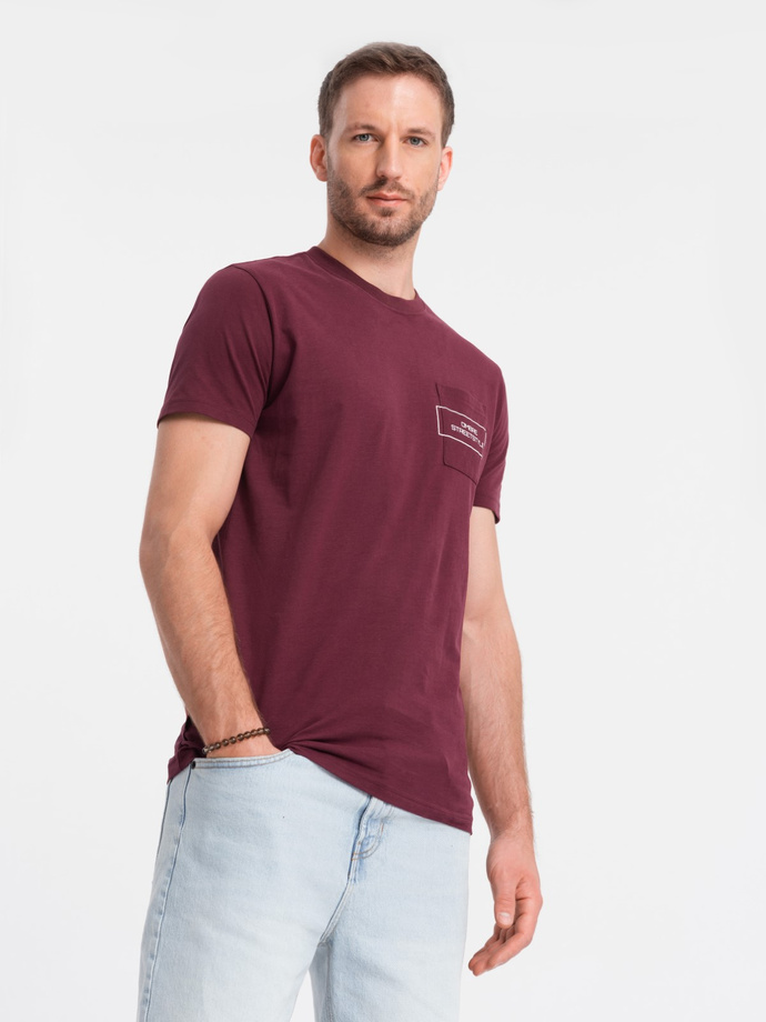 Men's Ombre Streetstyle cotton t-shirt with pocket print - maroon V3 OM-TSCT-0108