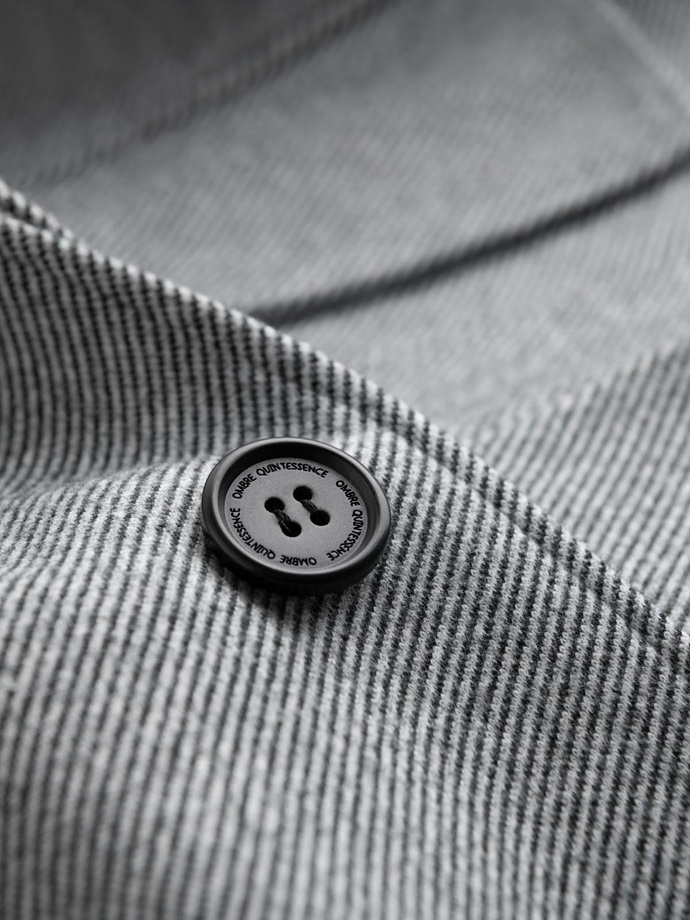 Wzorzysty jednorzędowy męski płaszcz z kieszeniami – szary V3 OM-COWC-0108