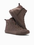 Men's high-top sneakers with decorative toe - brown V4 OM-FOTH-0157