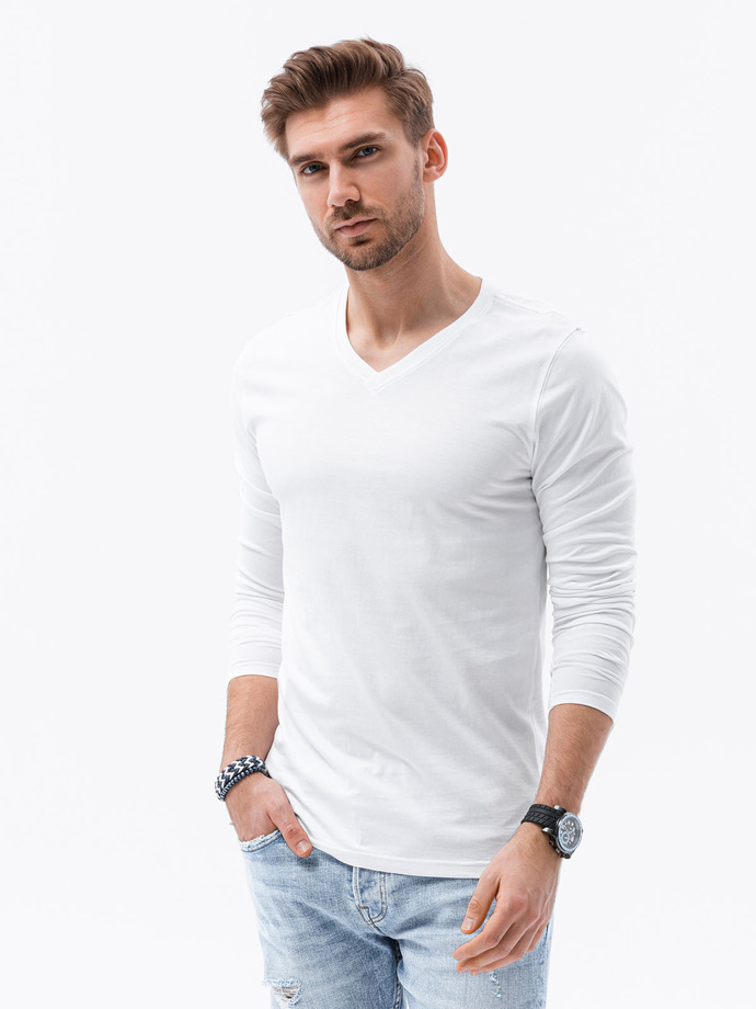 Men's plain longsleeve - white L136