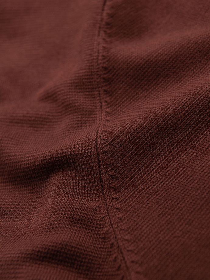 Męska klasyczna dzianinowa koszulka męska ze ściągaczami– ciepłobrązowa V4 OM-TSCT-0252