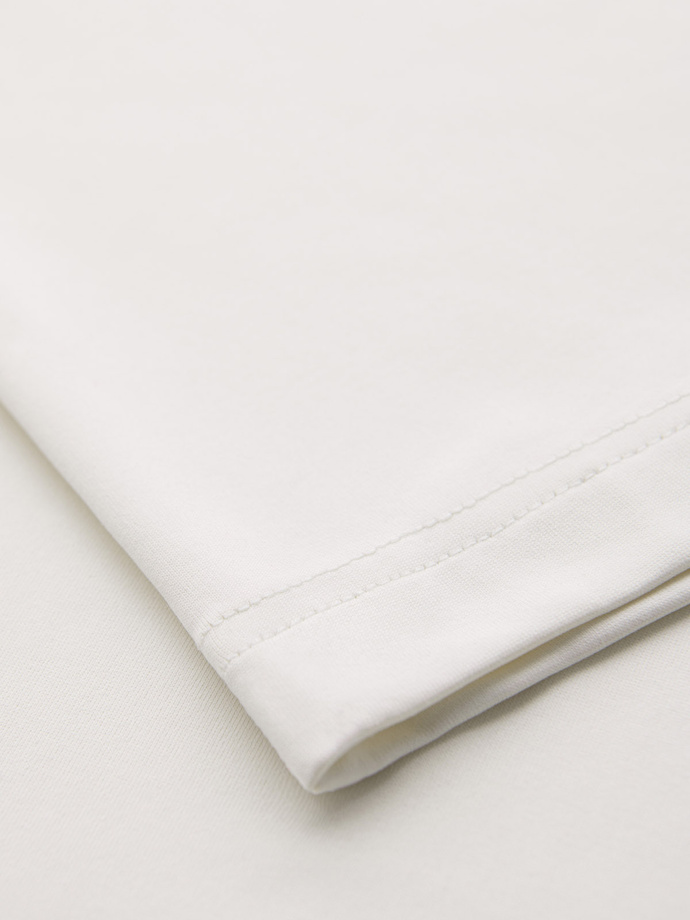 Męska stylowa koszulka polo z elastycznej tkaniny –  kremowa V2 OM-POSS-0150