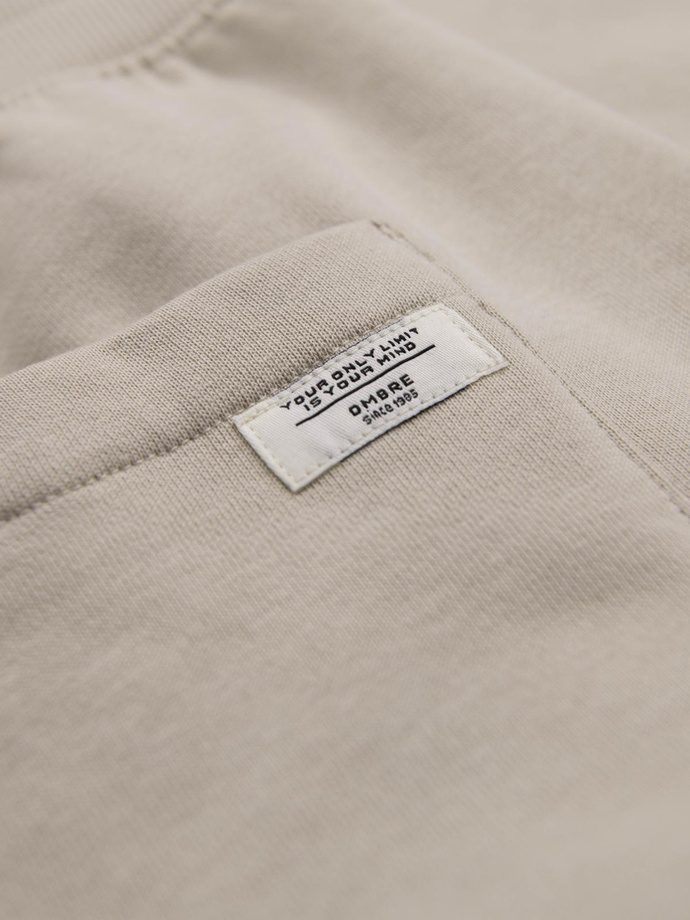 Męskie spodnie dresowe z nogawką bez ściągacza - jasnobeżowe V1 OM-PABS-0206