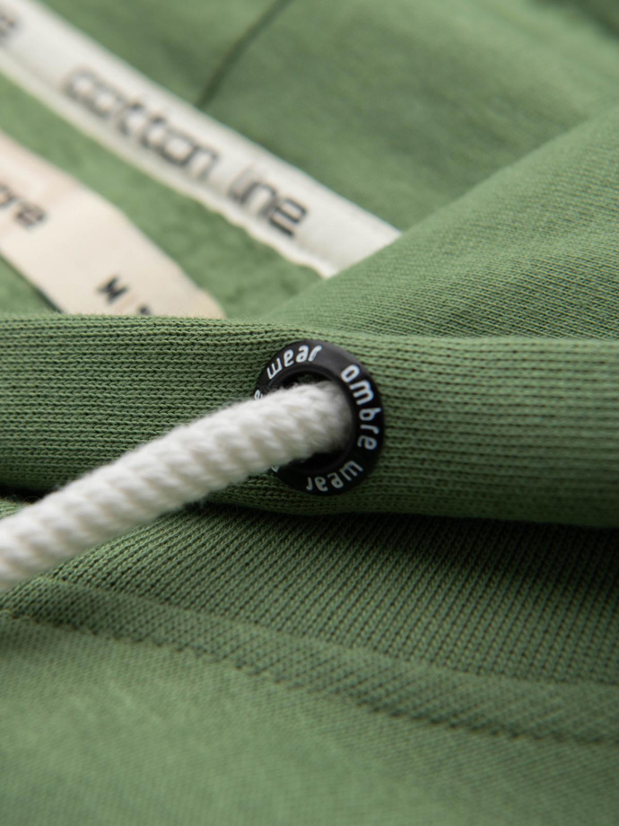 BASIC men's unbuttoned hooded sweatshirt - green V3 OM-SSBZ-0178