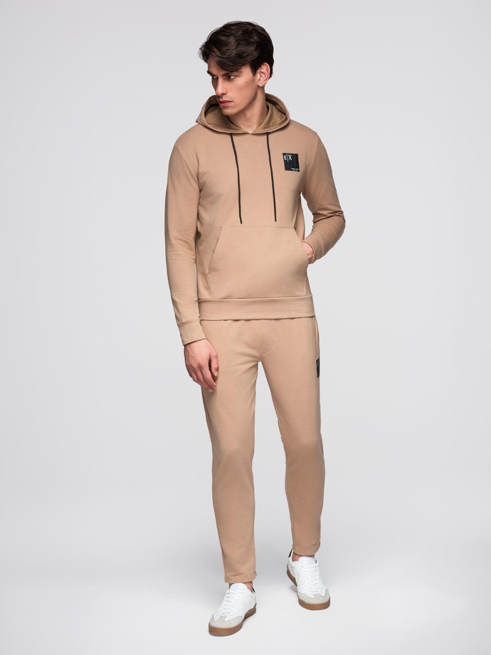 Men's sweatshirt set hoodie + sweatpants - brown V3 Z107