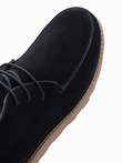 Men's suede ankle boots with thick sole - navy blue V4 OM-FOCS-0164