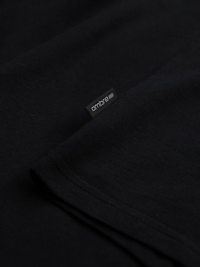 Klasyczny T-shirt męski bawełniany BASIC - czarny V1 OM-TSBS-0146