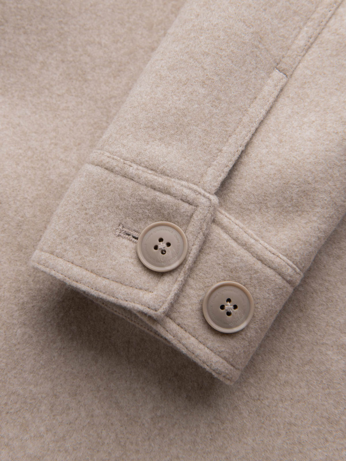 Men's lightweight fleece jacket with viscose - beige V1 OM-JANP-0199