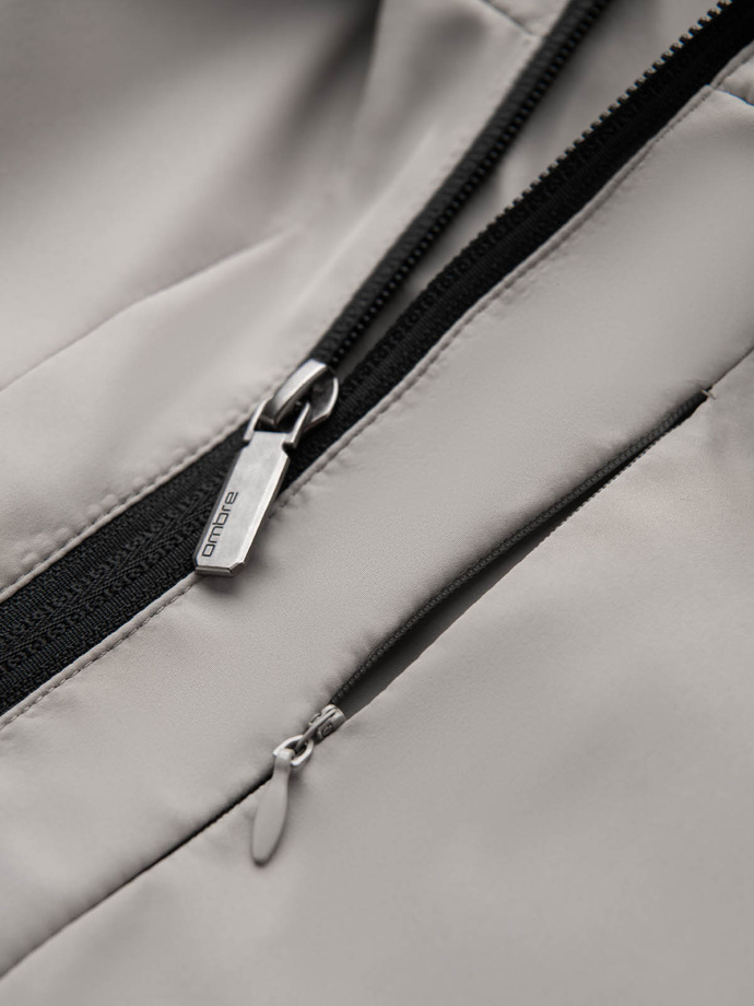 Men's lightweight jacket with mesh lining and hood - grey V6 OM-JANP-0149