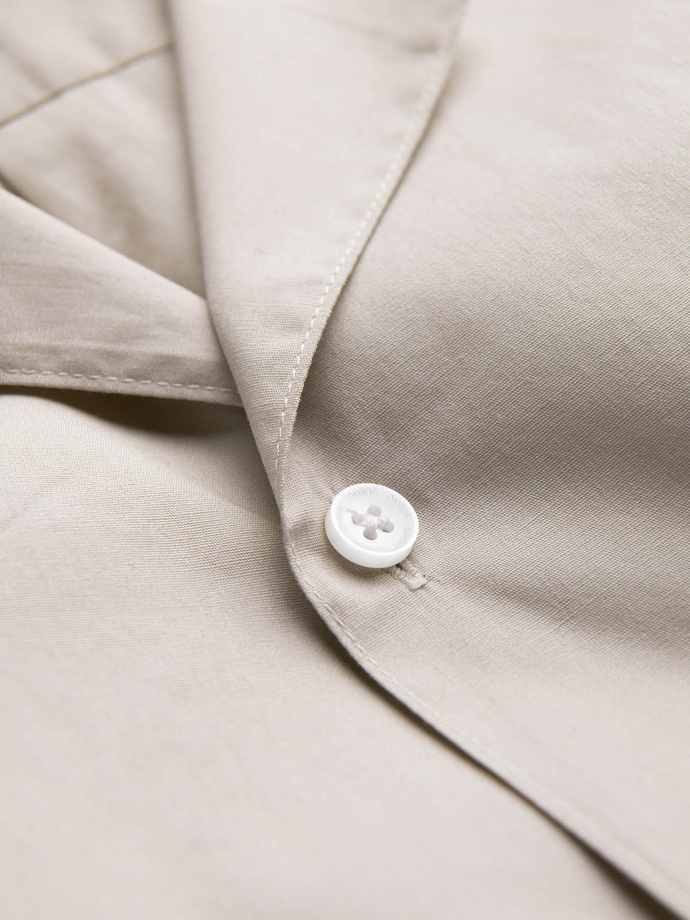 Men's short sleeve shirt with Cuban collar - cream V7 OM-SHSS-0168
