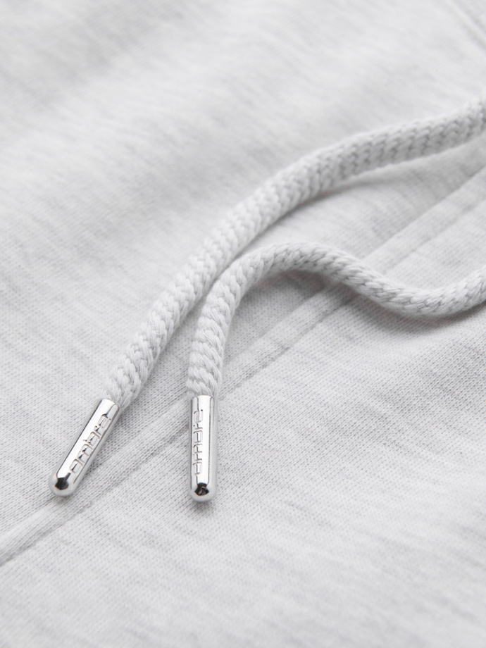 Męskie szorty dresowe z lampasami i ściągaczem w pasie – szary melanż V1 OM-SRSK-0156