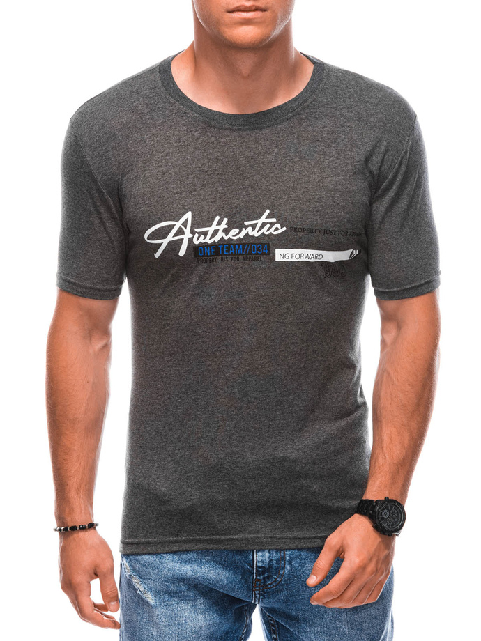 T-shirt męski z nadrukiem S1900 - grafitowy