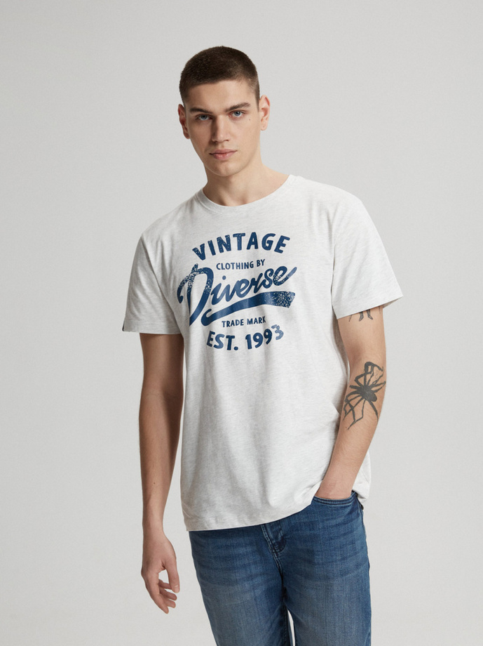 Men's printed T-shirt ASSAJ VII S1816 - white melange