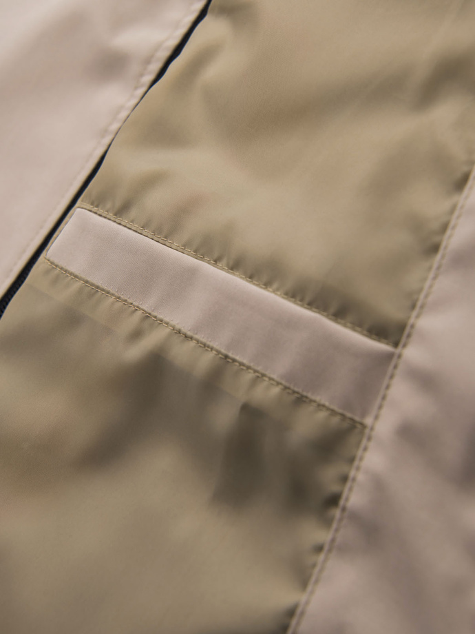 Functional men's transitional jacket with hood - beige V3 OM-JANP-0225