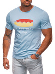 T-shirt męski z nadrukiem S2003 - niebieski