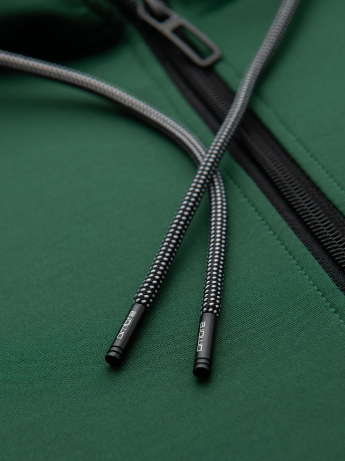 Unzipped men's hooded sweatshirt with piping - dark green V7 OM-SSZP-0210