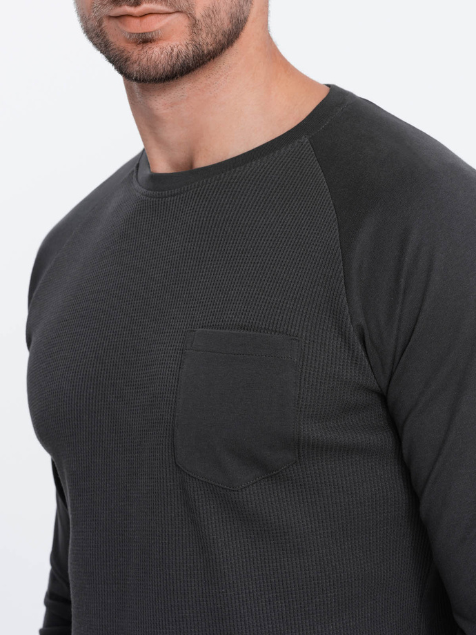 Men's longsleeve with "waffle" texture - graphite V5 OM-LSCL-0109