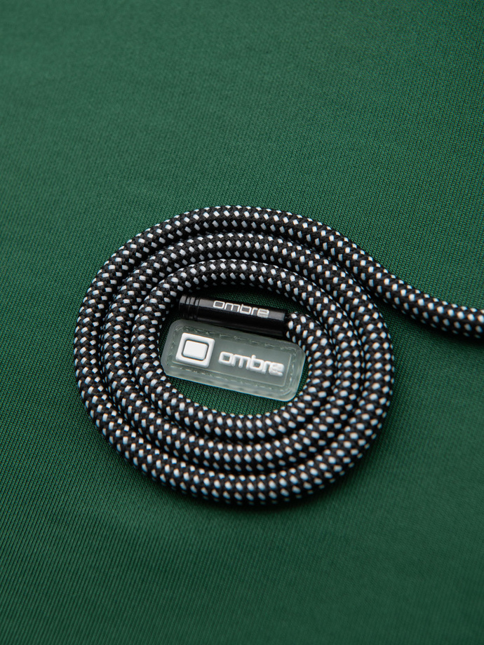 Unzipped men's hooded sweatshirt with piping - dark green V7 OM-SSZP-0210